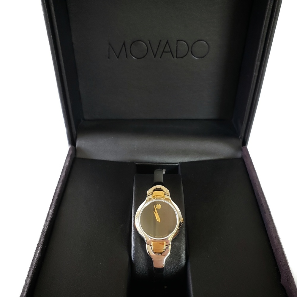 SOLD Movado Kara Two-Tone Black Stainless Watch - Picture 3 of 8